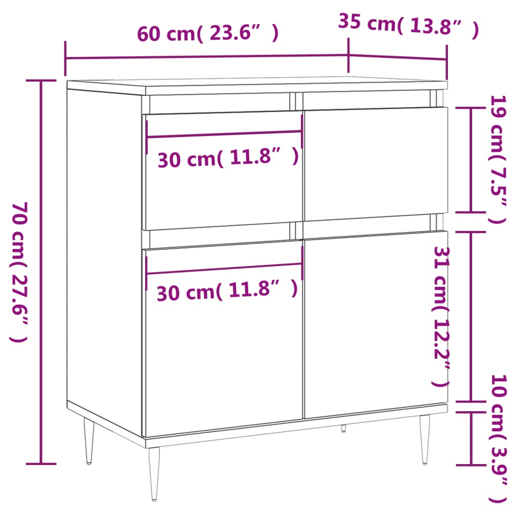 Sideboard Sonoma-Eiche 60x35x70 cm Holzwerkstoff