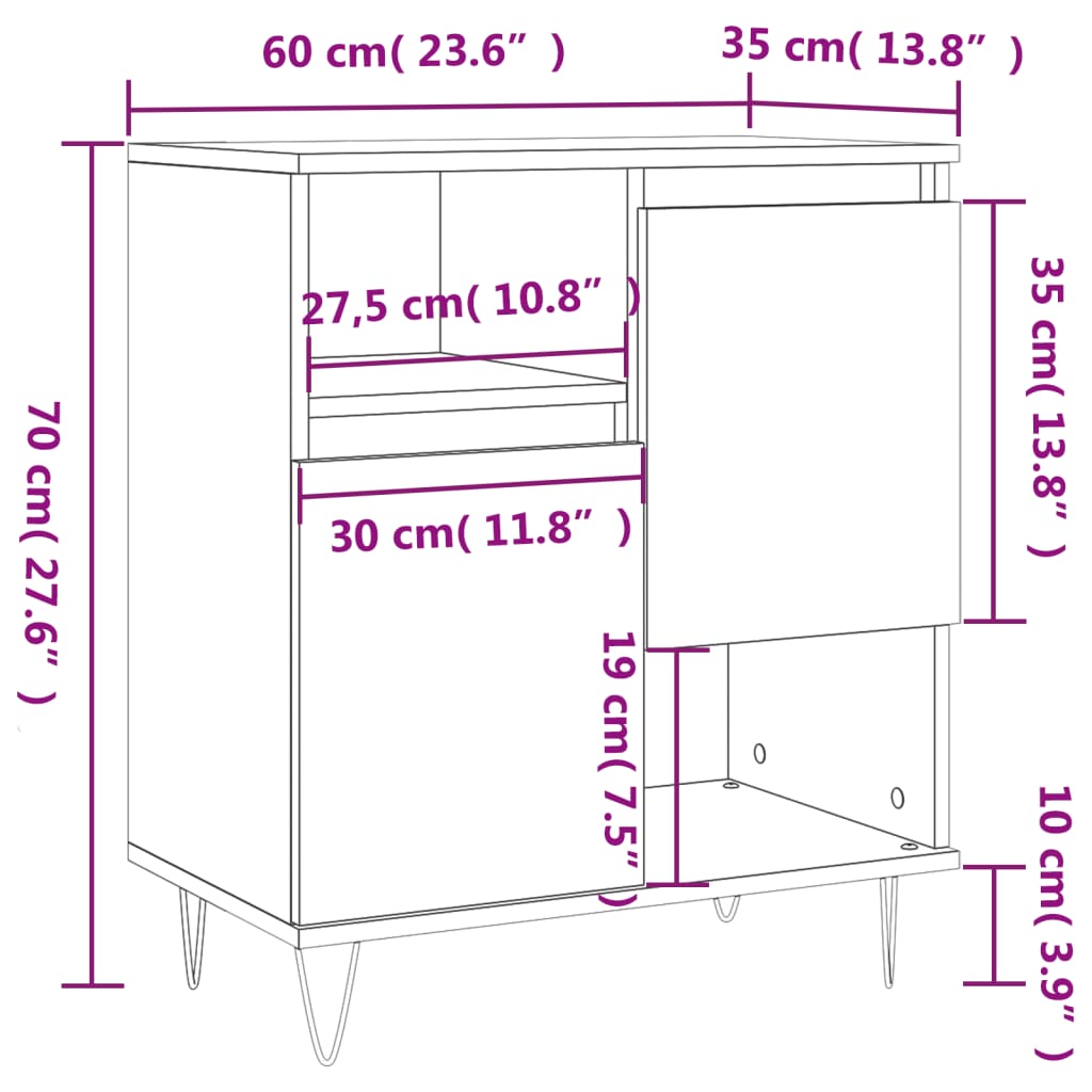 Sideboard Weiß 60x35x70 cm Holzwerkstoff