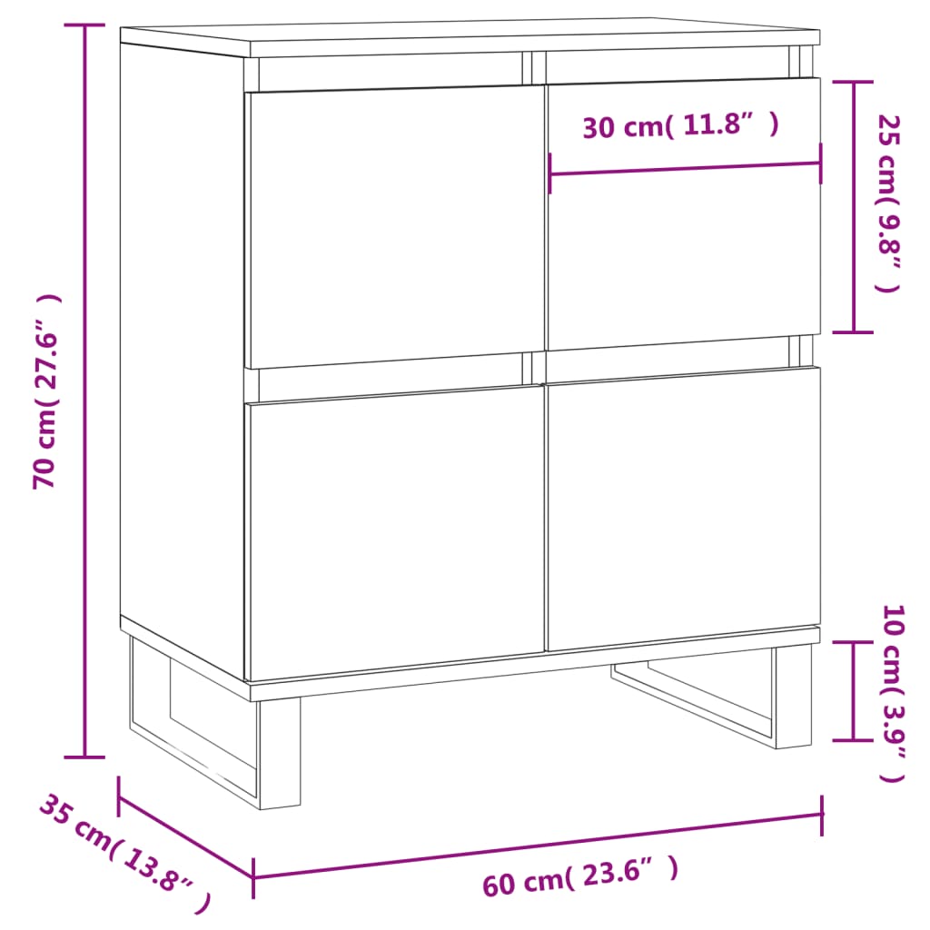 Sideboard Schwarz 60x35x70 cm Holzwerkstoff