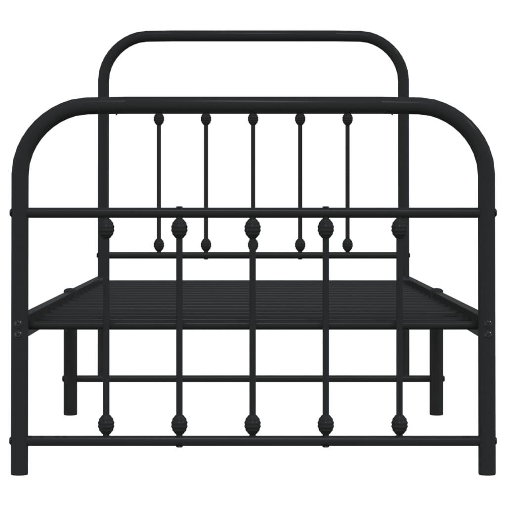 Bettgestell mit Kopf- und Fußteil Metall Schwarz 90x200 cm