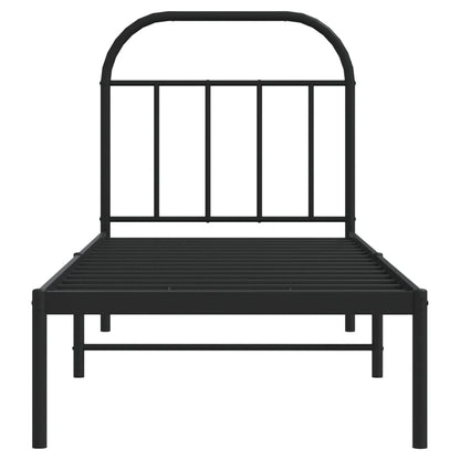 Bettgestell mit Kopfteil Metall Schwarz 75x190 cm