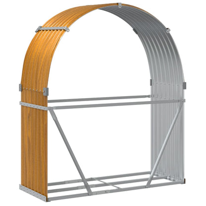Kaminholzunterstand Holzoptik 120x45x140 cm Verzinkter Stahl