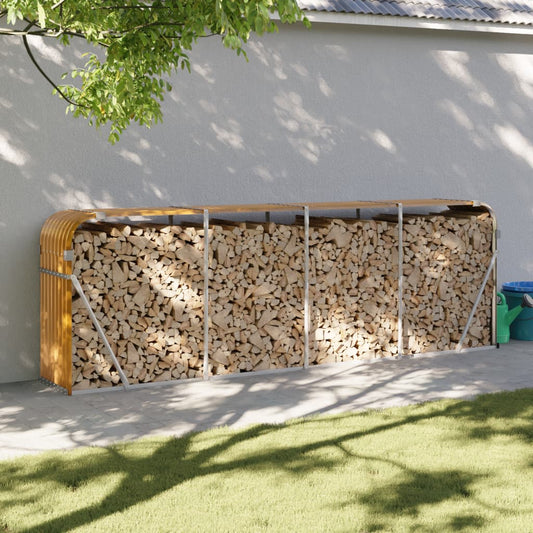 Kaminholzunterstand Holzoptik 300x45x100 cm Verzinkter Stahl