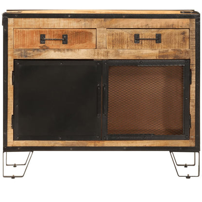 Sideboard 80x31x66 cm Massives Raues Mangoholz und Metall