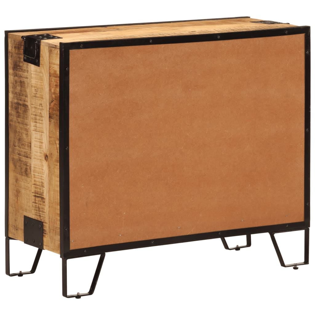 Sideboard 80x31x66 cm Massives Raues Mangoholz und Metall