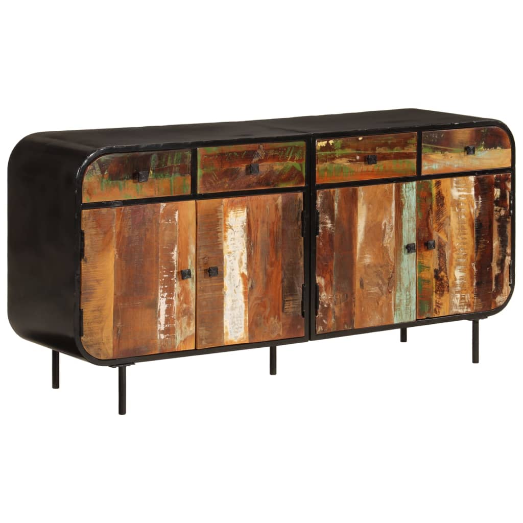 Sideboard 140x35x70 cm Altholz Massiv und Metall