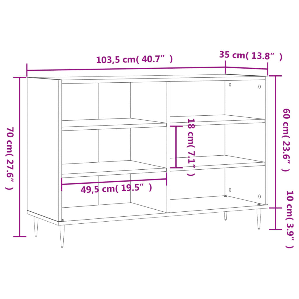 Sideboard Grau Sonoma 103,5x35x70 cm Holzwerkstoff