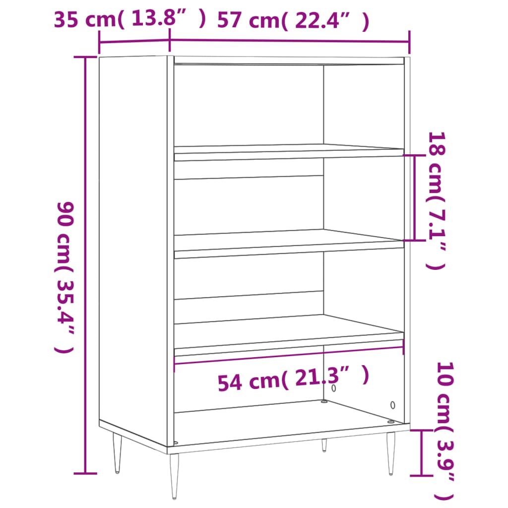 Highboard Schwarz 57x35x90 cm