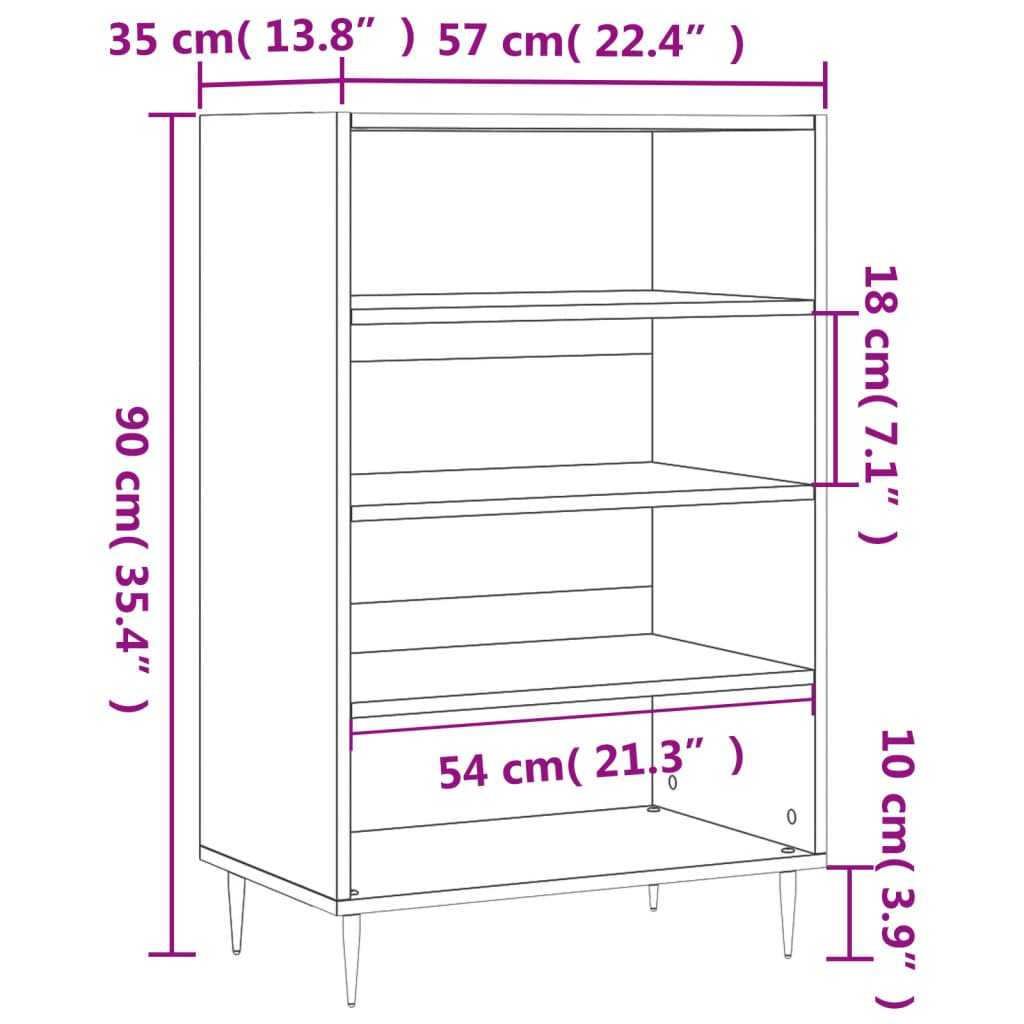 Sideboard Hochglanz-Weiß 57x35x90 cm