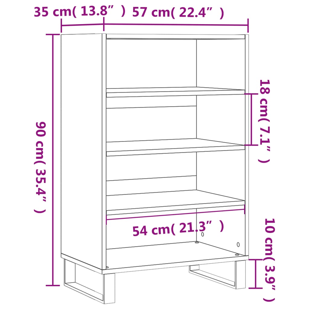 Sideboard Weiß 57x35x90 cm