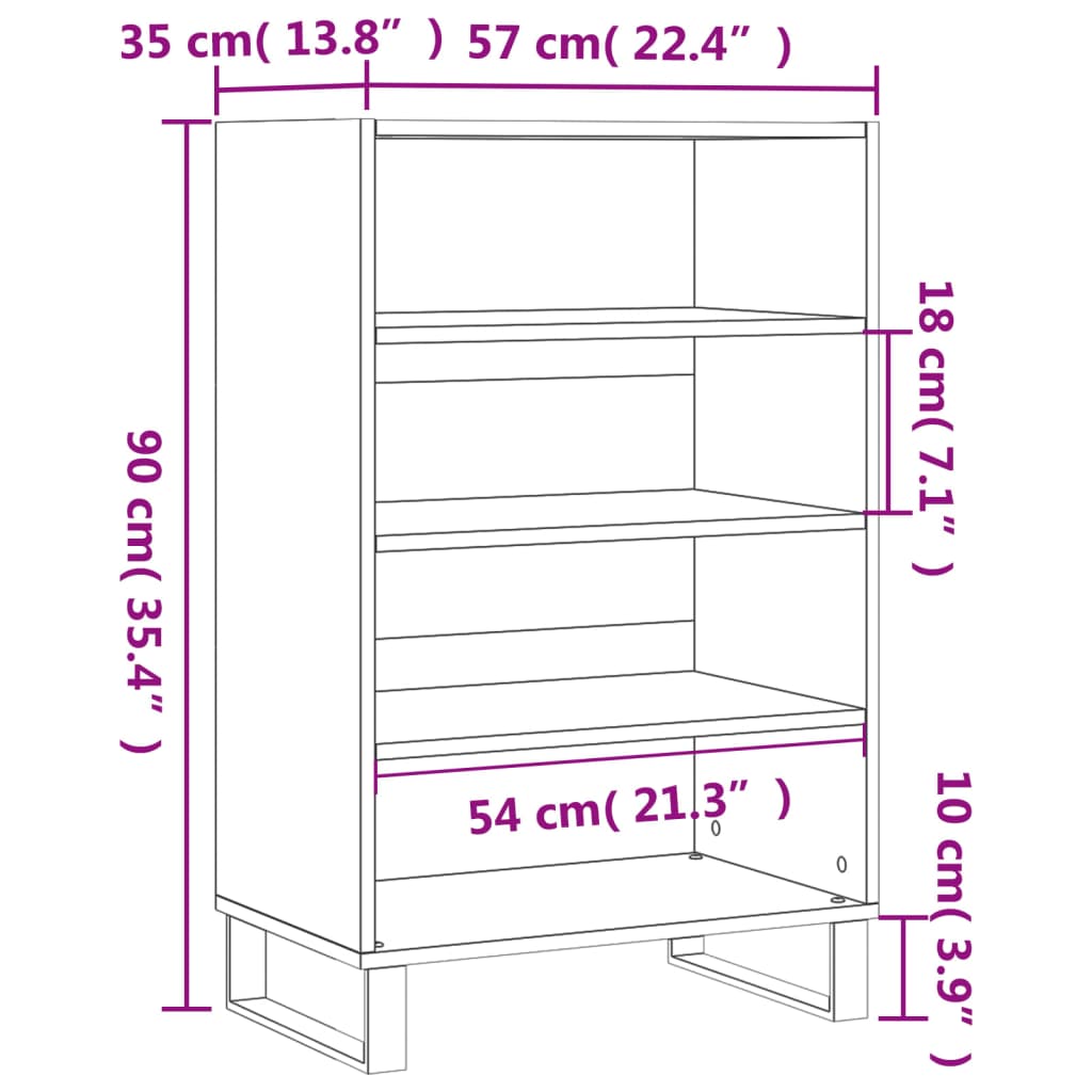 Sideboard Braun Eichen-Optik 57x35x90 cm