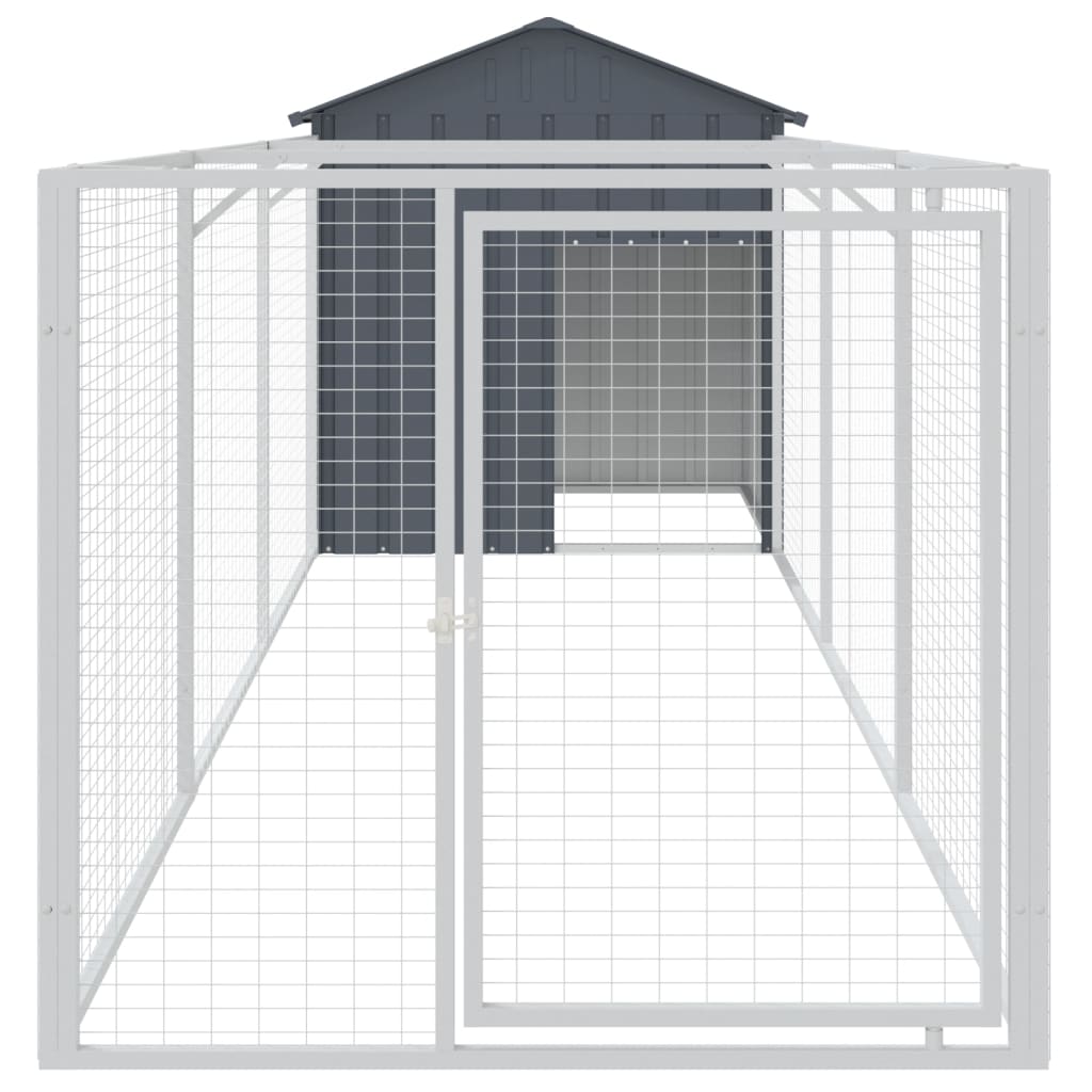 Hundehütte mit Dach Anthrazit 117x405x123 cm Verzinkter Stahl