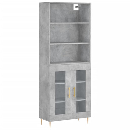 Highboard Betongrau 69,5x34x180 cm Holzwerkstoff