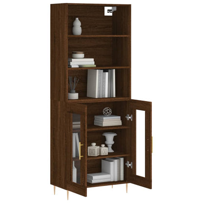 Highboard Braun Eichen-Optik 69,5x34x180 cm Holzwerkstoff