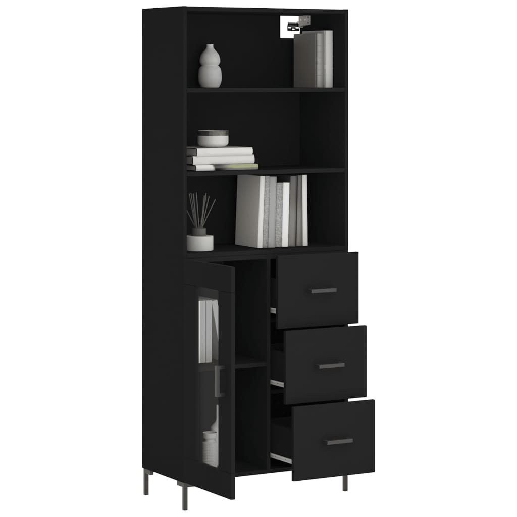 Highboard Schwarz 69,5x34x180 cm Holzwerkstoff