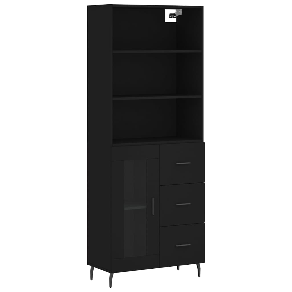 Highboard Schwarz 69,5x34x180 cm Holzwerkstoff