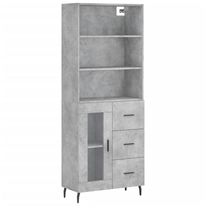 Highboard Betongrau 69,5x34x180 cm Holzwerkstoff