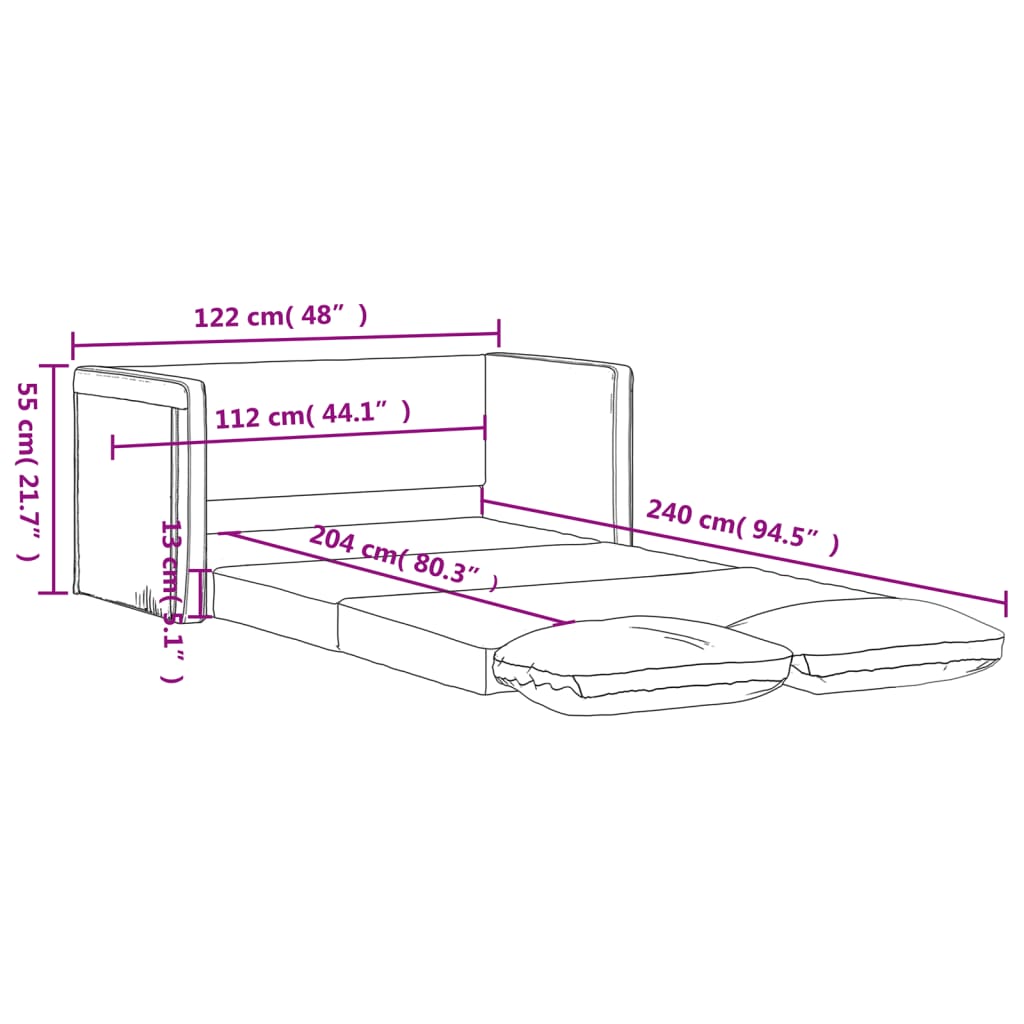 Bodensofa mit Schlaffunktion Dunkelgrün 122x204x55 cm Samt