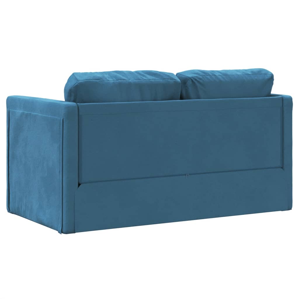 Bodensofa mit Schlaffunktion Blau 122x204x55 cm Samt