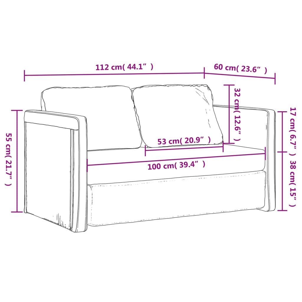 Bodensofa mit Schlaffunktion Schwarz 112x174x55 cm Stoff