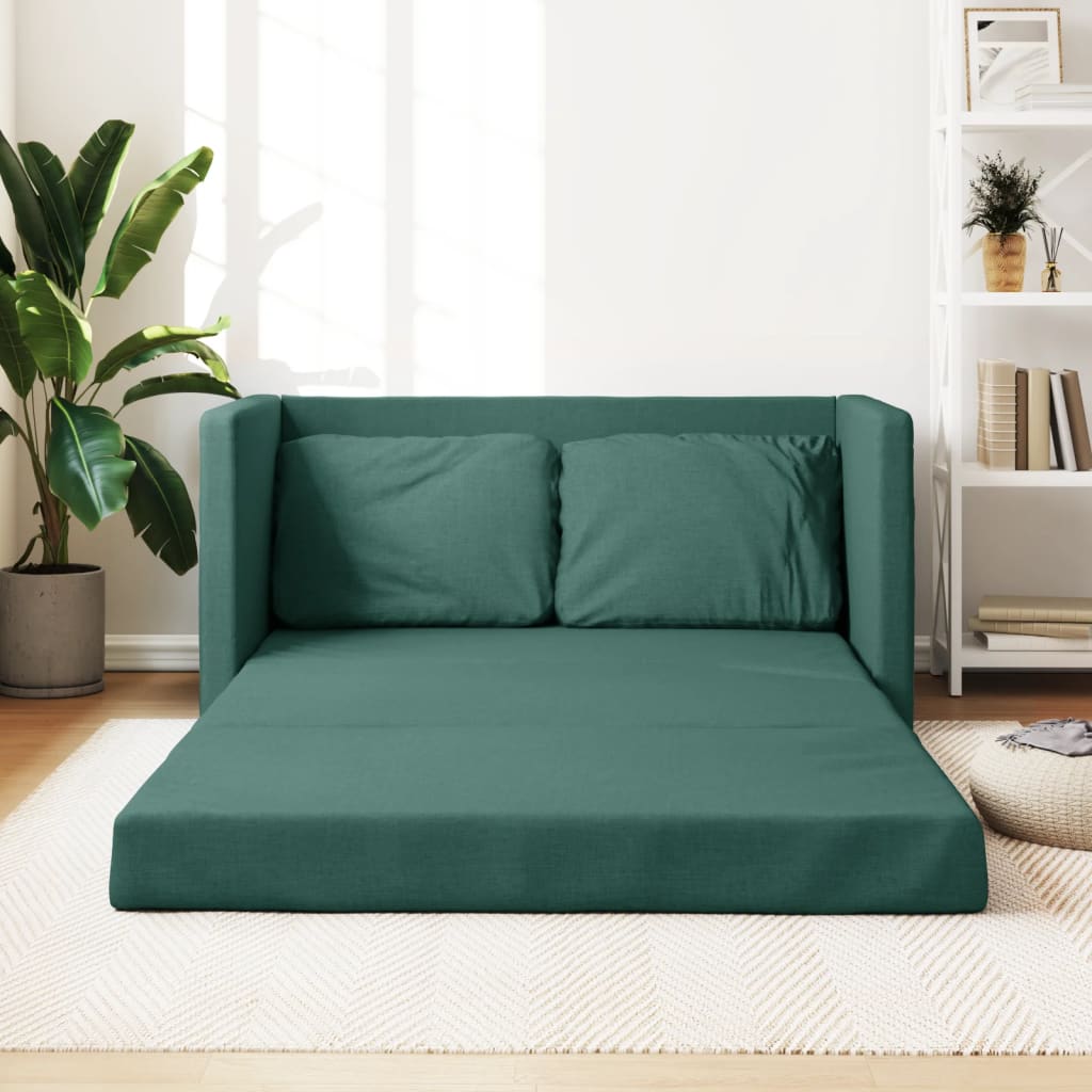 Bodensofa mit Schlaffunktion Dunkelgrün 112x174x55 cm Stoff