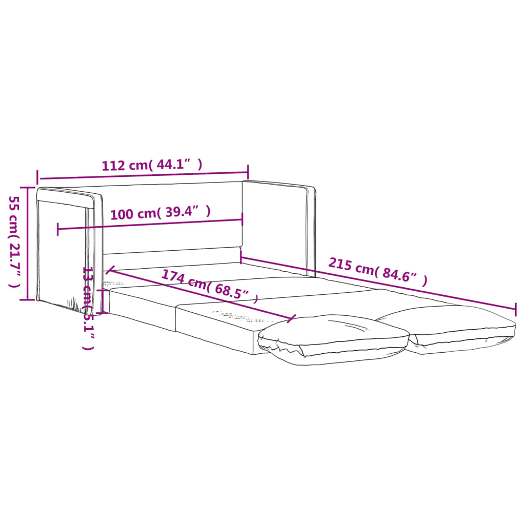 Bodensofa mit Schlaffunktion Taupe 112x174x55 cm Stoff