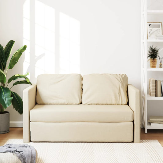 Bodensofa mit Schlaffunktion Creme 112x174x55 cm Stoff