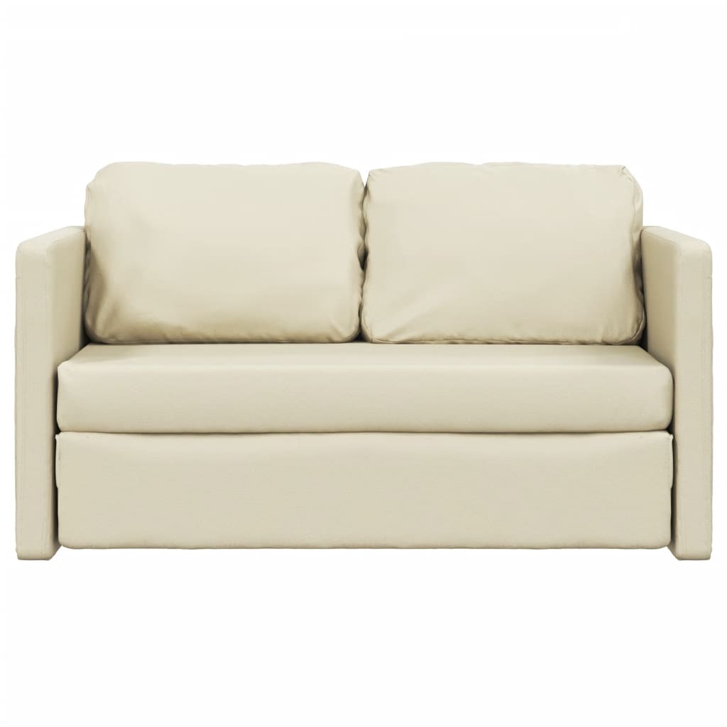 Bodensofa mit Schlaffunktion Creme 112x174x55 cm Kunstleder