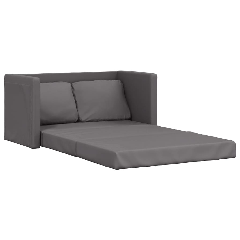 Bodensofa mit Schlaffunktion Grau 112x174x55 cm Kunstleder