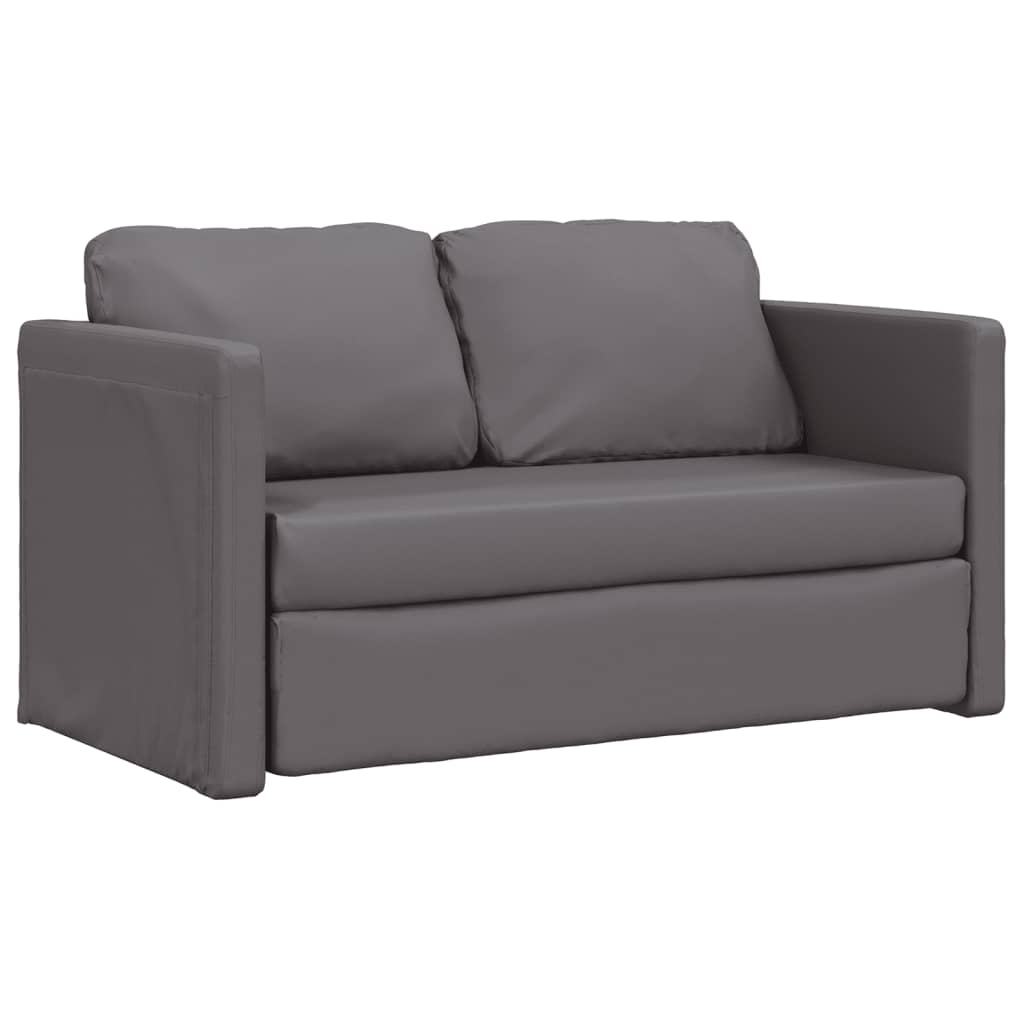 Bodensofa mit Schlaffunktion Grau 112x174x55 cm Kunstleder