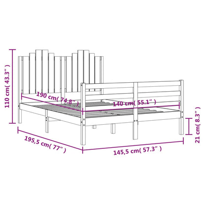 Massivholzbett mit Kopfteil 140x190 cm