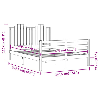 Massivholzbett mit Kopfteil 140x200 cm