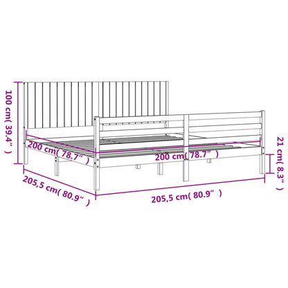 Massivholzbett mit Kopfteil 200x200 cm
