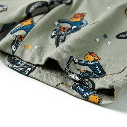 Kinderpyjama mit Kurzen Ärmeln Hellkhaki 104