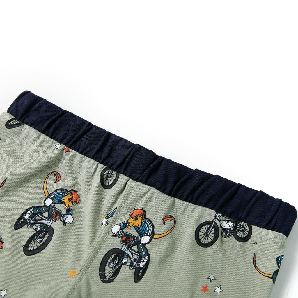 Kinderpyjama mit Kurzen Ärmeln Hellkhaki 128