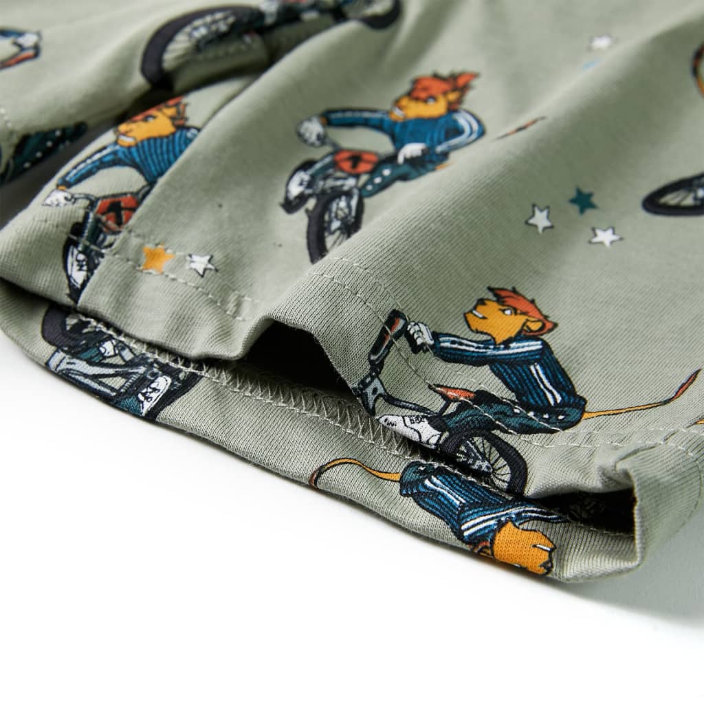 Kinderpyjama mit Kurzen Ärmeln Hellkhaki 128
