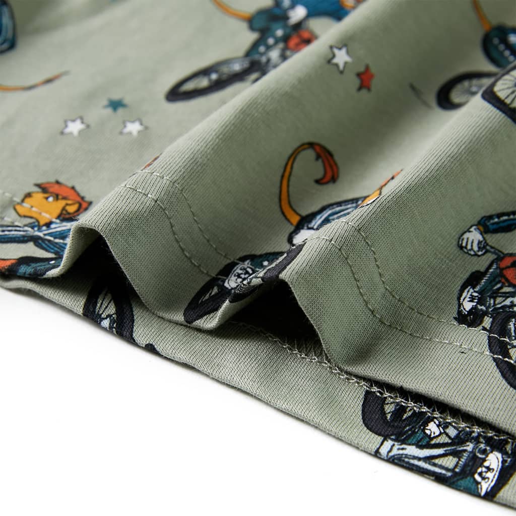 Kinderpyjama mit Kurzen Ärmeln Hellkhaki 140