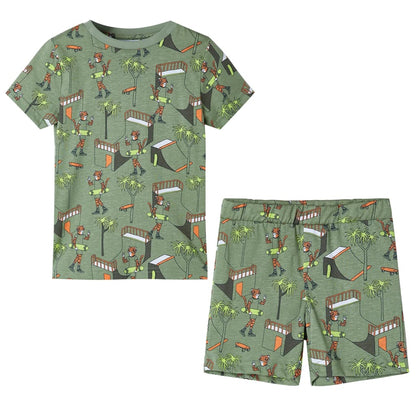 Kinderpyjama mit Kurzen Ärmeln Hellkhaki 104
