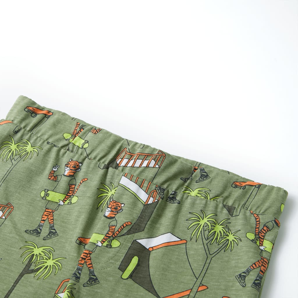 Kinderpyjama mit Kurzen Ärmeln Hellkhaki 104