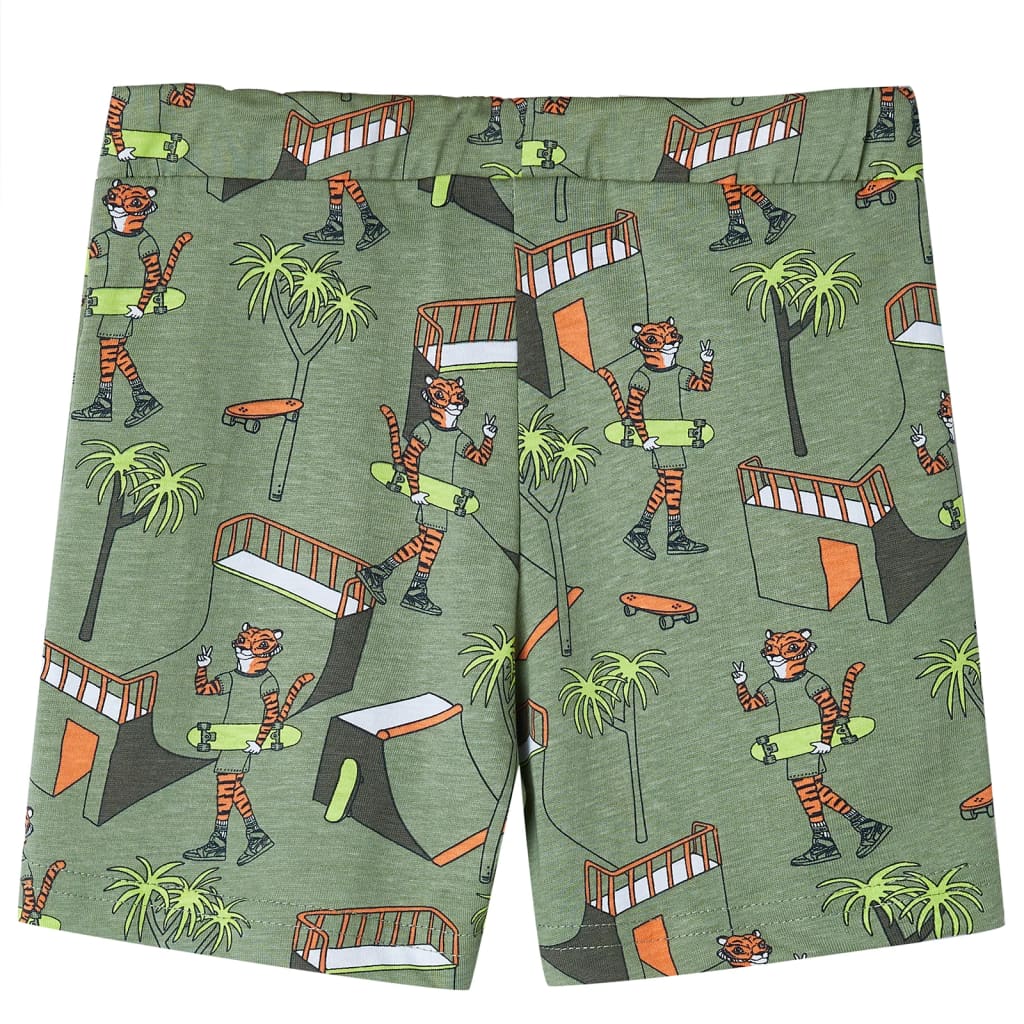 Kinderpyjama mit Kurzen Ärmeln Hellkhaki 104