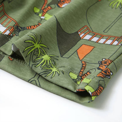 Kinderpyjama mit Kurzen Ärmeln Hellkhaki 128