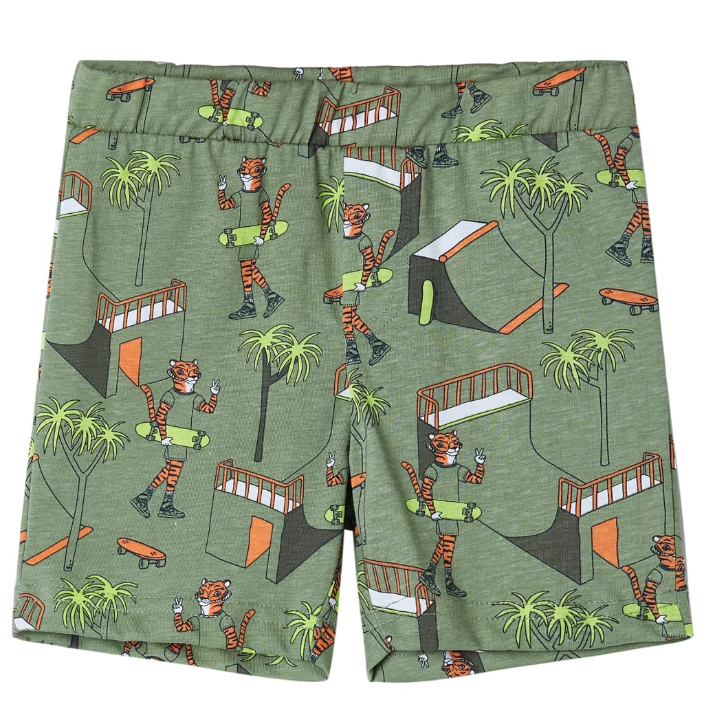 Kinderpyjama mit Kurzen Ärmeln Hellkhaki 128