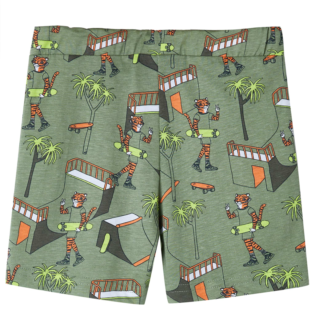 Kinderpyjama mit Kurzen Ärmeln Hellkhaki 128