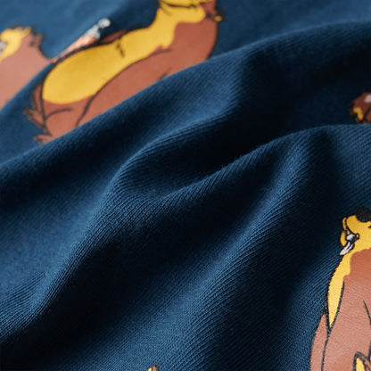 Kinder-Schlafanzug Einteiler Jeansblau 104