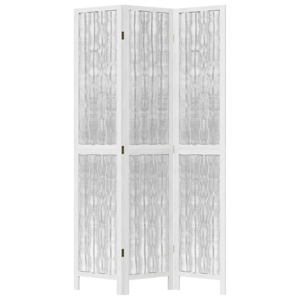3-tlg. Raumteiler Weiß Massivholz Paulownia