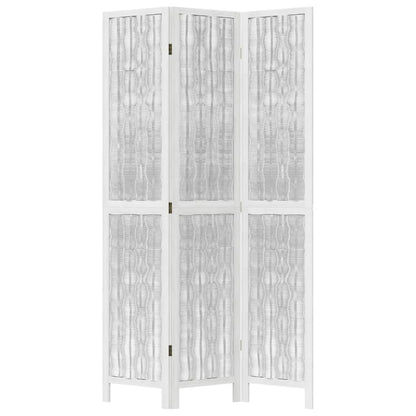 3-tlg. Raumteiler Weiß Massivholz Paulownia