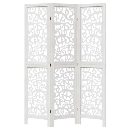 3-tlg. Raumteiler Weiß Massivholz Paulownia