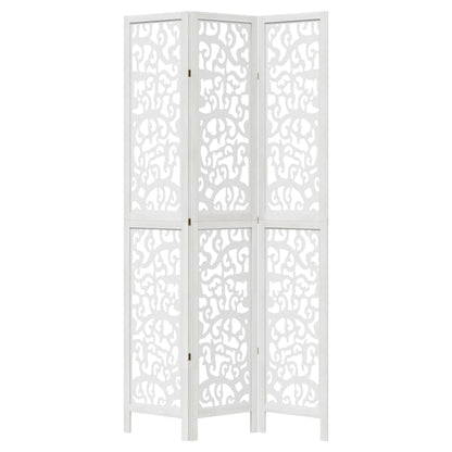 3-tlg. Raumteiler Weiß Massivholz Paulownia