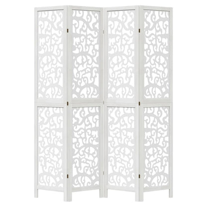 4-tlg. Raumteiler Weiß Massivholz Paulownia