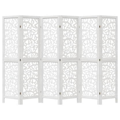6-tlg. Raumteiler Weiß Massivholz Paulownia